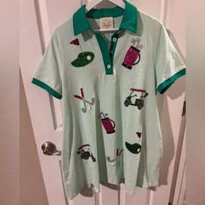 Brand New with Tags Women’s Fantastic Fawn Green Sequin Golf Themed Dress Large